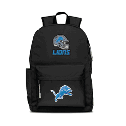 Detroit Lions Two-Logo Campus Backpack, Black, with Gray Zipper