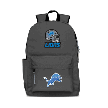 Detroit Lions Two-Logo Campus Backpack, Gray, with Gray Zipper