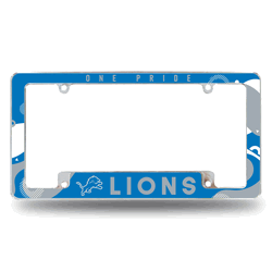 Detroit Lions Wave 12" x 6" Chrome All Over Automotive License Plate Frame
