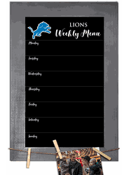Detroit Lions Weekly Chalkboard with frame & clothespins 11x19 Sign