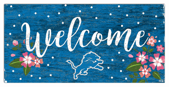 Detroit Lions Welcome Floral 6x12 Sign