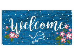 Detroit Lions Welcome Floral 6x12 Sign