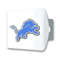 Detroit Lions White Metal Hitch Cover with  3D Color Emblem