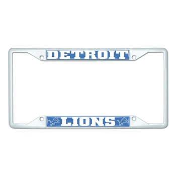 Detroit Lions White Metal License Plate Frame - 6.25