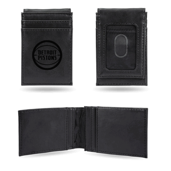 Detroit Pistons Black Laser Engraved Front Pocket Wallet