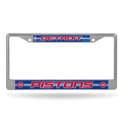 Detroit Pistons Classic 12" x 6" Silver Bling Chrome Car/Truck/SUV Auto Accessory