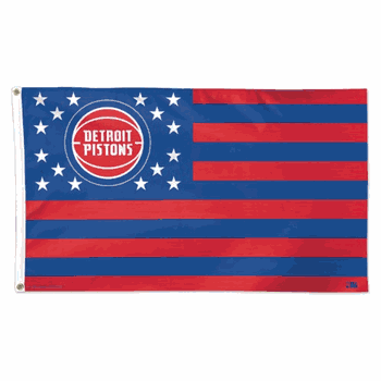 Detroit Pistons Flag 3x5 Deluxe Style Stars and Stripes Design