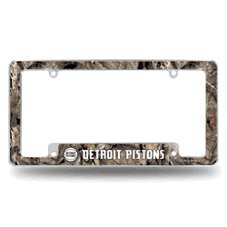 Detroit Pistons Mossy Oak 12" x 6" Chrome All Over Automotive License Plate Frame for Car/Truck/SUV
