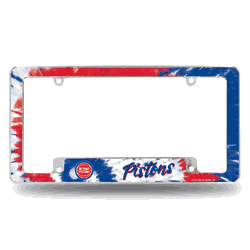 Detroit Pistons Tie Dye 12" x 6" Chrome All Over Automotive License Plate Frame for Car/Truck/SUV