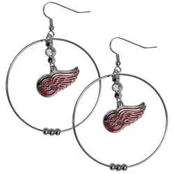 Detroit Red Wings 2 Inch Hoop Earrings