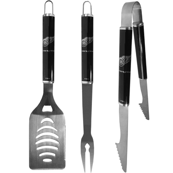 Detroit Red Wings 3 pc Steel BBQ Set in Black