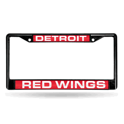 Detroit Red Wings Black 12" x 6" Black Laser Cut Chrome Frame