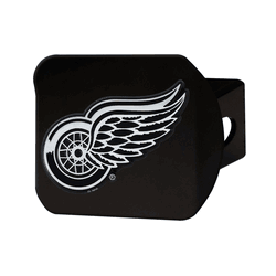 Detroit Red Wings Black Metal Hitch Cover with Metal Chrome 3D Emblem