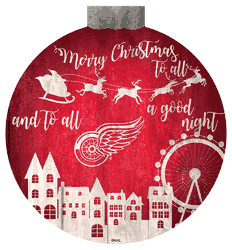 Detroit Red Wings Christmas Village 12in Wall Art
