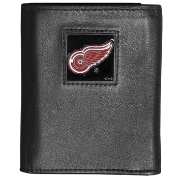 Detroit Red Wings Deluxe Leather Tri-fold Wallet Packaged in Gift Box