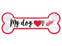 Detroit Red Wings Dog Bone 6x12 Sign