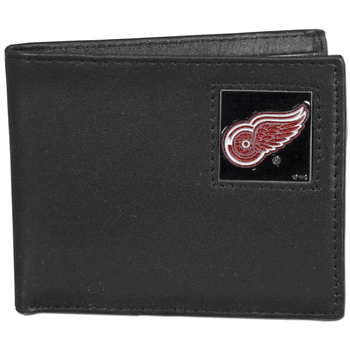 Detroit Red Wings Leather Bi-fold Wallet Packaged in Gift Box