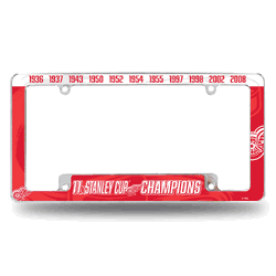 Detroit Red Wings Multi Champ 12" x 6" Chrome All Over Automotive License Plate Frame for Car/Truck/SUV