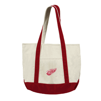Detroit Red Wings NHL Canvas Tote with Colored Strap