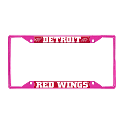 Detroit Red Wings Pink Metal License Plate Frame - 6.25"x12.25"