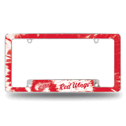 Detroit Red Wings Tie Dye 12" x 6" Chrome All Over Automotive License Plate Frame