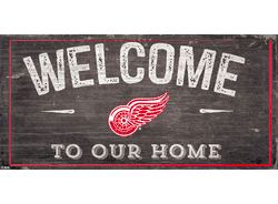 Detroit Red Wings Welcome Distressed 6x12