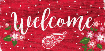 Detroit Red Wings Welcome Floral 6x12 Sign