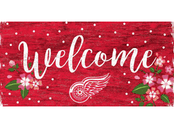 Detroit Red Wings Welcome Floral 6x12 Sign