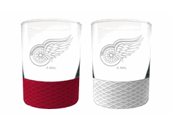 Detroit Redwings 2pc Laser Etched Commissioner Rocks Glass Set