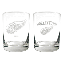 Detroit Redwings 2pc Rocks Glass Set