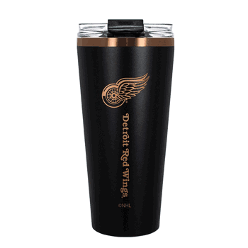 Detroit Redwings 32oz Black and Copper Big Slim with Straw
