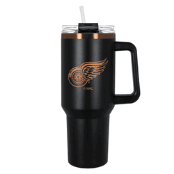 Detroit Redwings 40oz Black and Copper Colossus Travel Mug with Straw