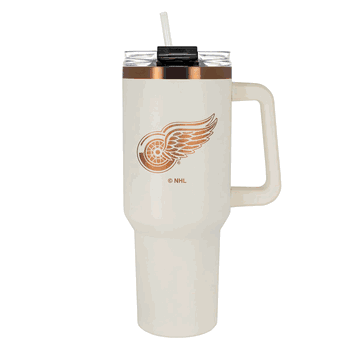 Detroit Redwings 40oz Crème and Copper Colossus Travel Mug with Straw