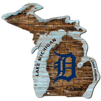 Detroit Tigers 24in. Distressed State w/Logo Sign