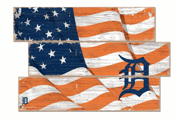 Detroit Tigers American Flag 3 Plank