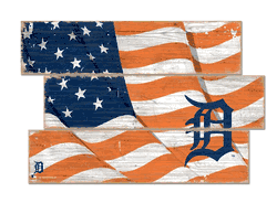 Detroit Tigers American Flag 3 Plank