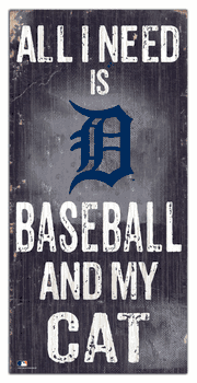 Detroit Tigers Baseball and My Cat 6x12 Sign