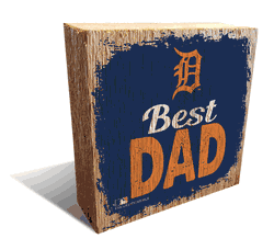 Detroit Tigers Best Dad 6x6 Wood Block