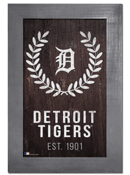 Detroit Tigers Laurel Wreath 11x19 Sign