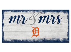 Detroit Tigers Script Mr & Mrs 6x12 Sign