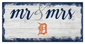 Detroit Tigers Script Mr & Mrs 6x12 Sign