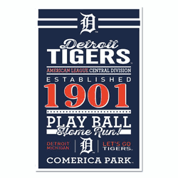 Detroit Tigers Sign 11x17 Wood Established Design