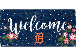 Detroit Tigers Welcome Floral 6x12 Sign