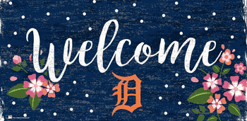 Detroit Tigers Welcome Floral 6x12 Sign