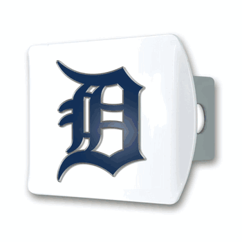 Detroit Tigers White Metal Hitch Cover with  3D Color Emblem