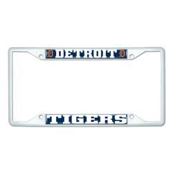 Detroit Tigers White Metal License Plate Frame - 6.25"x12.25"