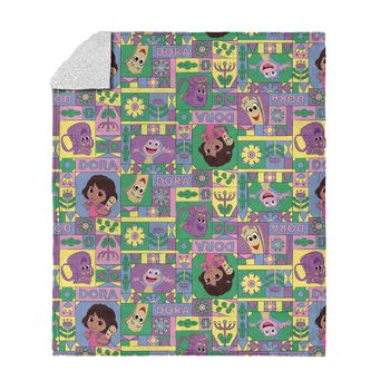 Dora the Explorer Dora and Friends Collage Silk Touch Sherpa Throw 50 x 60 inches