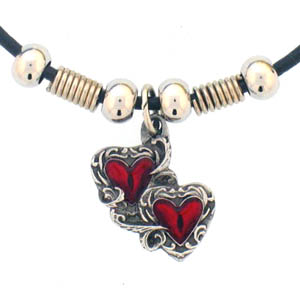 Double Heart Adjustable Cord Necklace