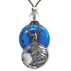 Dragon Adjustable Cord Necklace with Torquoise Colored Disc