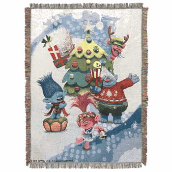 Dreamworks Trolls Holiday Time Tapestry Throw Blanket 48x60 Inches